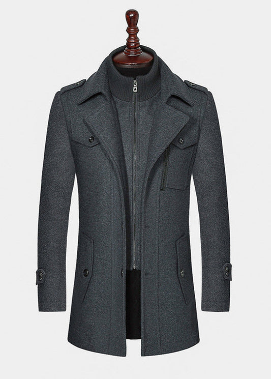 Thibault™ | Manteau en laine à double col zippé