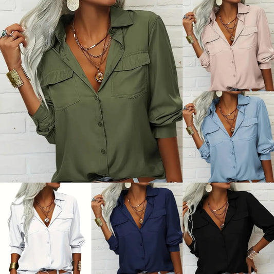 Analine™ | Chemise à col V à manches longues ample