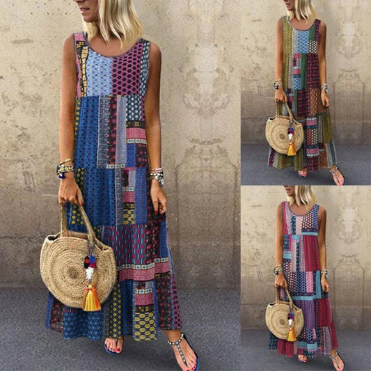 Brimira™ | Robe midi bohème sans manches
