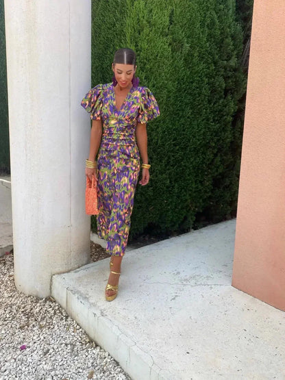 Arasya™ | Robe à col V imprimée