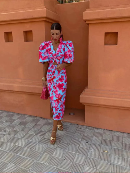Arasya™ | Robe à col V imprimée
